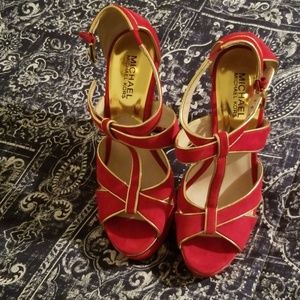 Mk red and gold heels